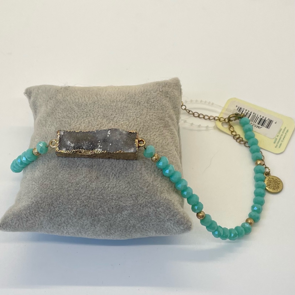 3 For $10! Jane Marie Blue Turquoise Beaded Necklace With Grey Druzy Pendant Nwt